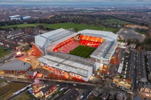 An aerial view of Anfield - stadium to Liverpool FC