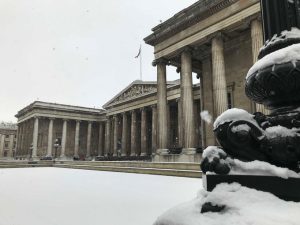 The British Museum with snow outside