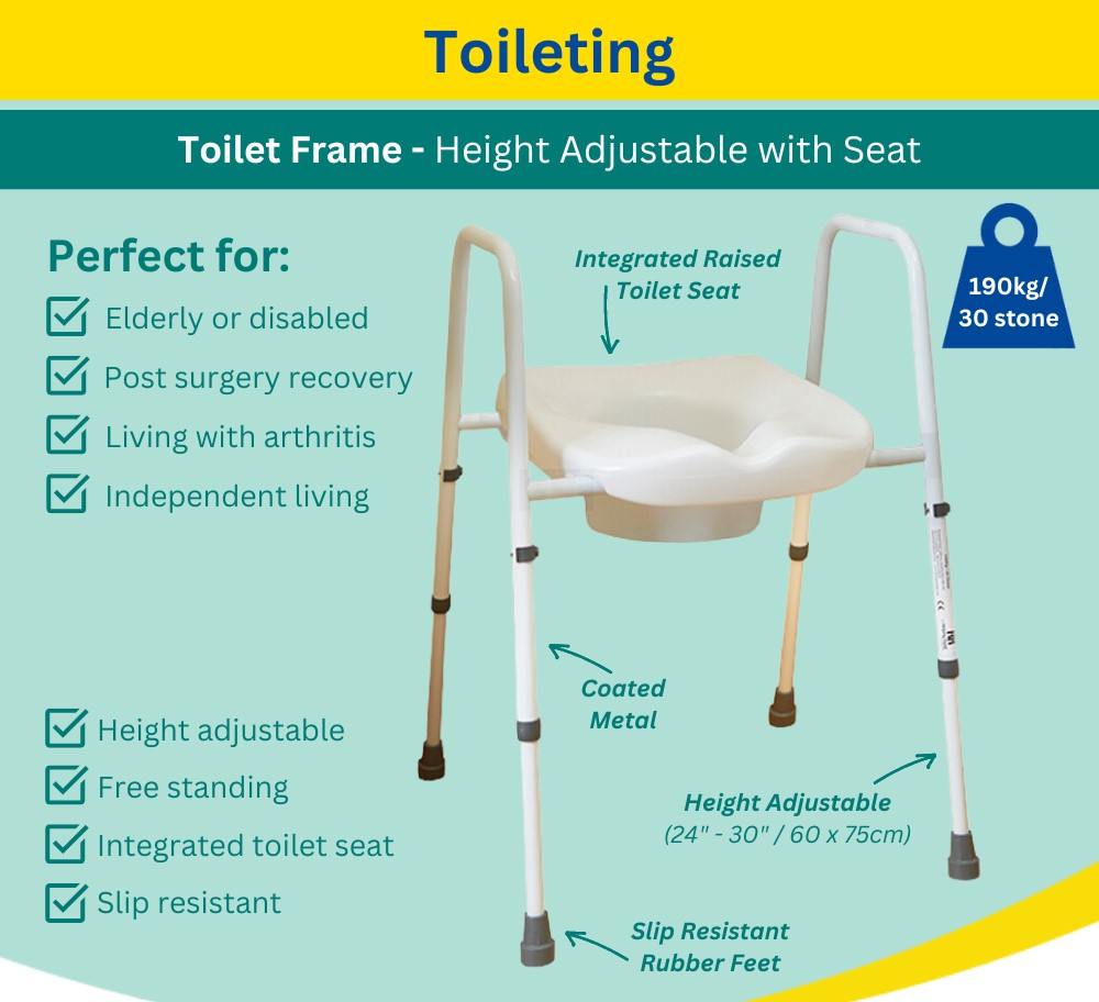 Height Adjustable Toilet Frame with Seat (Purchase) - Image 2